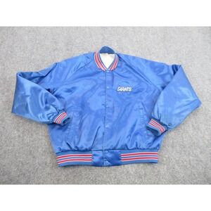 Vintage New York Giants Satin Jacket Mens XL Blue NFL Football Chalk Line 90s